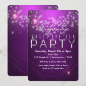 Invitation de fête Fuchsia Purple Sparkle Club Vib (Devant / Derrière)