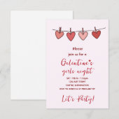 Invitation de fête Galentines Love Pattern Hearts (Devant / Derrière)