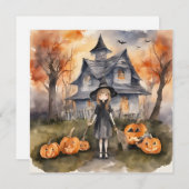 Invitation de fête générée par l'IA de sorcière de (Devant / Derrière)