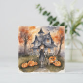 Invitation de fête générée par l'IA de sorcière de (Debout devant)