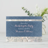 Invitation de fête Glam Glamour Denim Sequins Glit (Debout devant)