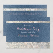 Invitation de fête Glam Glamour Denim Sequins Glit (Devant / Derrière)