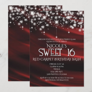 Invitation de fête Glam pour les 16 ans en soie ro