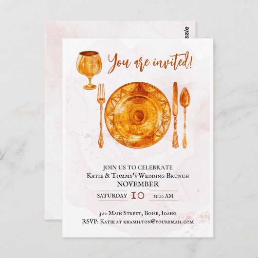 Invitation de fête Gold Plats magiques (Devant / Derrière)