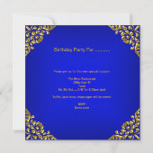 Invitation de fête Gold Royal Blue Toutes les occa (Dos)