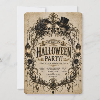 💀🕯️ Invitation de fête gothique Halloween avec c