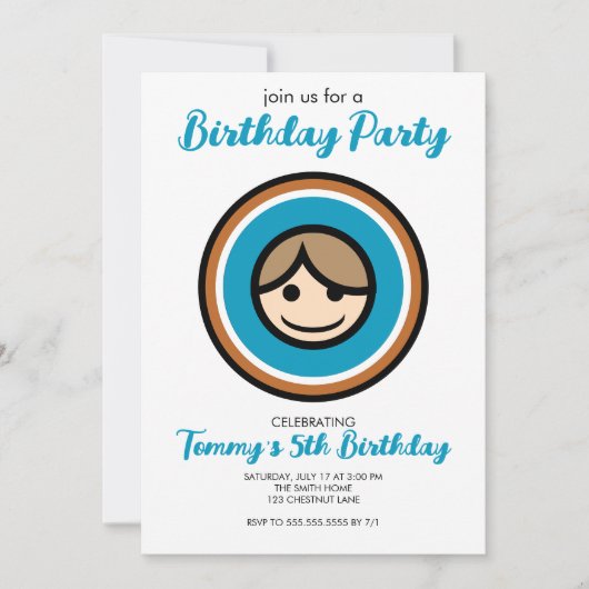 Invitation de fête graphique avec visage coloré (Devant)