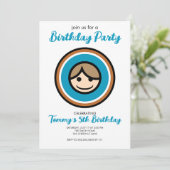 Invitation de fête graphique avec visage coloré (Debout devant)