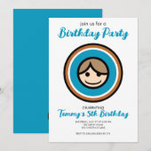 Invitation de fête graphique avec visage coloré (Devant / Derrière)