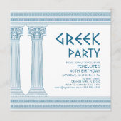 Invitation de fête grecque avec colonnes bleues et (Devant)