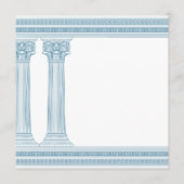 Invitation de fête grecque avec colonnes bleues et (Dos)