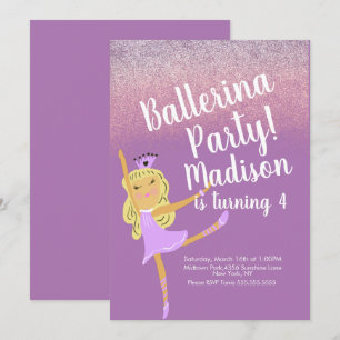 Invitation de fête gribouillée de ballerine mignon
