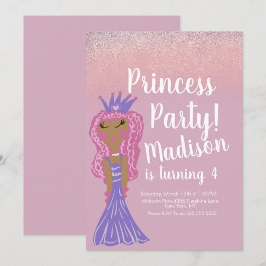 Invitation de fête gribouillée de princesse mignon (Devant / Derrière)