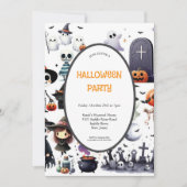INVITATION DE FÊTE GRIS ET ORANGE HALLOWEEN (Devant)