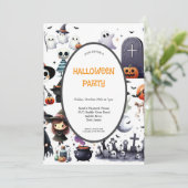 INVITATION DE FÊTE GRIS ET ORANGE HALLOWEEN (Debout devant)