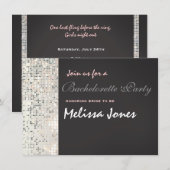 Invitation de fête grise disco pailletée Glam (Devant / Derrière)