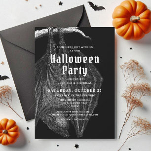 Invitation de fête Halloween Chauves-souris Gothiq