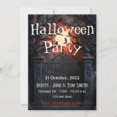 Invitation de fête Halloween de porte hantée modif (Devant)