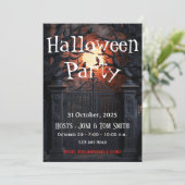 Invitation de fête Halloween de porte hantée modif (Debout devant)