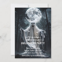Invitation de fête Halloween fantôme Haunted Moon