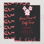 Invitation de fête Halloween fantômes roses mignon (Devant / Derrière)