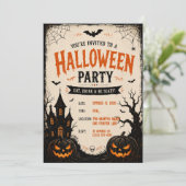 Invitation de fête Halloween Maison hantée effraya (Debout devant)