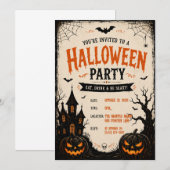 Invitation de fête Halloween Maison hantée effraya (Devant / Derrière)