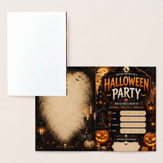 Invitation de fête Halloween modifiable | Citrouil (Affichage)