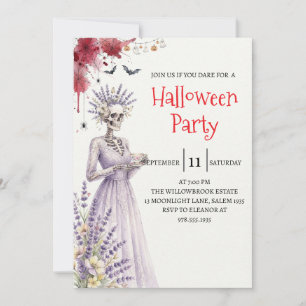 Invitation de fête Halloween squelette de dame got