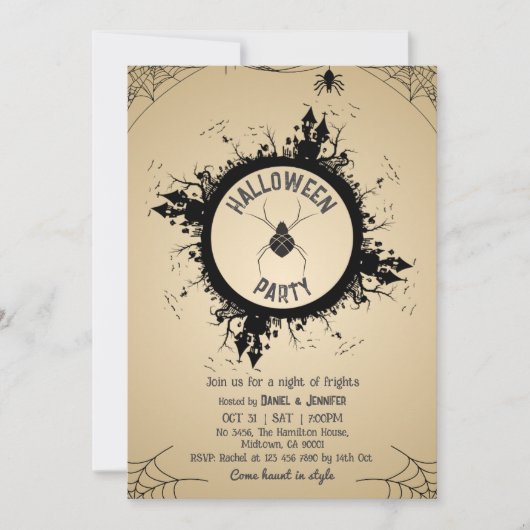Invitation de fête Halloween Vintage Gothique Toil (Devant)