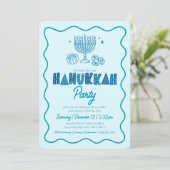 Invitation de fête Hanukkah Turquoise Typographie (Debout devant)