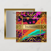 Invitation de fête Harlequin or Toute fête (Devant / Derrière)