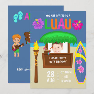 Invitation de fête hawaïenne Luau pour enfants ave