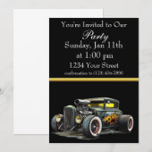 Invitation de fête Hot Rod avec bande de feuille d (Devant / Derrière)
