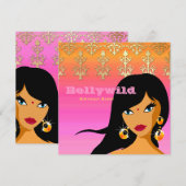 Invitation de fête indienne or rose orange Bindi (Devant / Derrière)