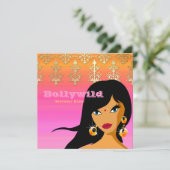 Invitation de fête indienne or rose orange Bindi (Debout devant)