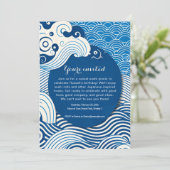 Invitation de fête inspirée des vagues bleues japo (Debout devant)