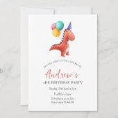 Invitation de fête jurassique dinosaure pour garço (Devant)