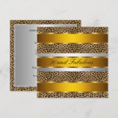 Invitation de fête Leopard Gold 50 ans et fabuleux (Devant / Derrière)