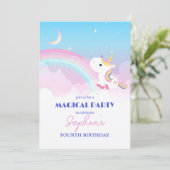 Invitation de fête licorne Étincelle & Nuages (Debout devant)