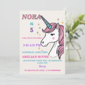 Invitation de fête magique de licorne fantaisiste  (Debout devant)