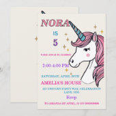 Invitation de fête magique de licorne fantaisiste  (Devant / Derrière)