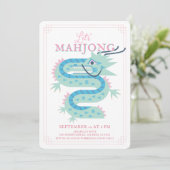 Invitation de fête Mahjong Dragon Vert Jade Rose C (Debout devant)