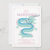 Invitation de fête Mahjong Dragon Vert Jade Rose C (Devant)
