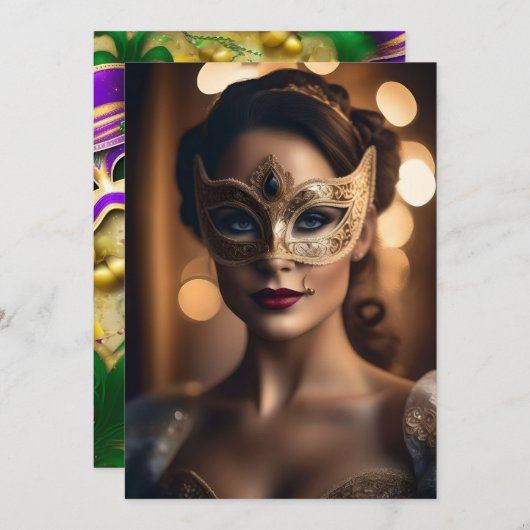 Invitation de fête - Mardi Gras Design (Devant / Derrière)