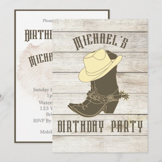 Invitation de fête masculine Cowboy Anniversaire (Devant / Derrière)