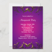 Invitation de fête masquée de Mardi Gras violet (Dos)