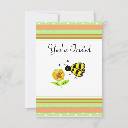 Invitation de fête mignonne abeille bourdon (Devant)