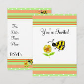 Invitation de fête mignonne abeille bourdon (Devant / Derrière)