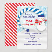 Invitation de fête mignonne de bonhomme de neige d (Devant / Derrière)